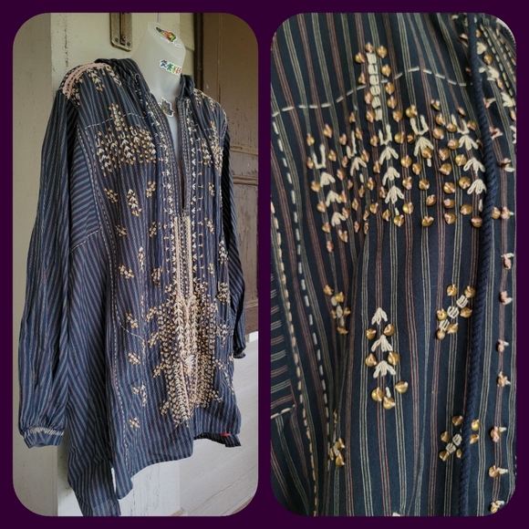 RARE HTF Free People Embroidered embellished Hooded Hoodie Tunic Mini Dress - Picture 6 of 16